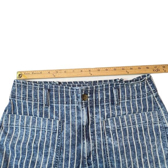American Eagle Shorts Size 14 Striped Shorts Blue White Removable Tie Belt - Picture 3 of 8